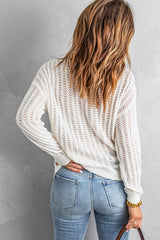 White Hollow-out Sweater