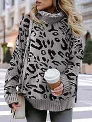 Leopard Print Turtleneck Sweater