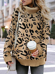 Leopard Print Turtleneck Sweater