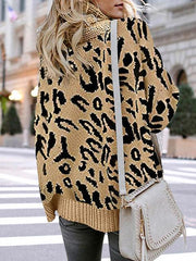 Leopard Print Turtleneck Sweater
