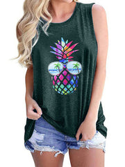 Casual Loose Tunic Sleeveless Tank Top - Jewel
