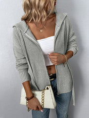 Comfortable Commuter Loose Solid Color Zipper Knit Sweater