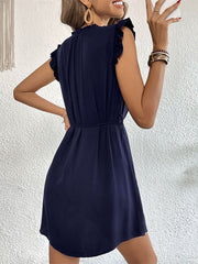 Women's Dresses Flying Sleeve Solid Color Tie Mini Dress