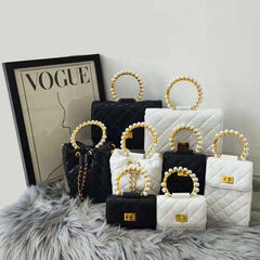 Classic Pearl Women's Shoulder Fashion Mini Rhombus Chain Handbags