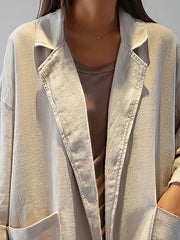 Women's Coats Literary Style Lapel Loose Solid Color Mid Length Coat