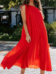 Women's Dresses One Shoulder Temperament Commuting Irregular Midi Dress