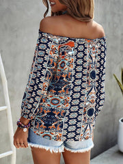 Women's Blouses Bohemian Floral Print Off-Shoulder Blouse