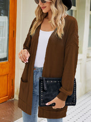 Women's Coats Solid Color Pocket Cardigan Long Sleeve Coat