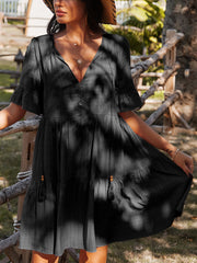 Women's Dresses Loose Casual Half Sleeve V Neck Mini Dress
