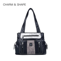 Casual Women's Fashion Trendy One-shoulder Large Solid Color Retro Shoulder Bags