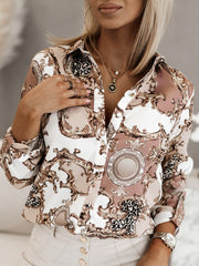 Women's Blouses Loose Digital Printing Breasted Blouse