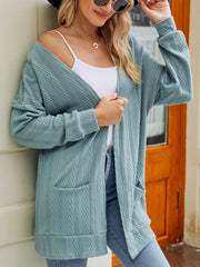 Women's Coats Solid Color Pocket Cardigan Long Sleeve Coat