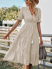 Women's Dresses Fashion Striped Temperament Midi Dress