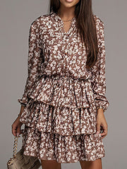 Women's Dresses Fashion Personality Retro Floral Long Sleeve Mini Dress