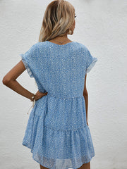 Women's Dresses Chiffon Loose V Neck Short Sleeve Mini Dress