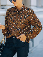 Women's Blouses Chiffon Print Polka Dot Long Sleeve Blouse
