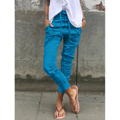 Solid Pockets Drawstring Jogger