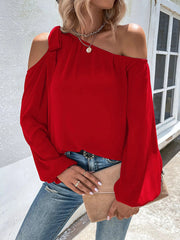 Women's Blouses Chiffon Temperament Off Shoulder Tie Loose Blouse