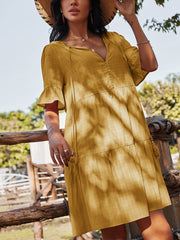 Women's Dresses Loose Casual Half Sleeve V Neck Mini Dress