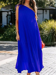 Women's Dresses One Shoulder Temperament Commuting Irregular Midi Dress