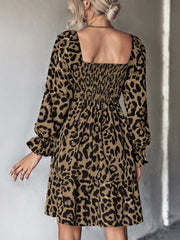 Women's Dresses Classic Belt Leopard Long Sleeve Mini Dress
