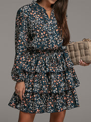 Women's Dresses Fashion Personality Retro Floral Long Sleeve Mini Dress