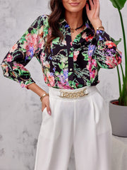 Women's Blouses Loose And Elegant Printed Breasted Blouse