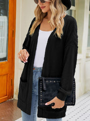 Women's Coats Solid Color Pocket Cardigan Long Sleeve Coat
