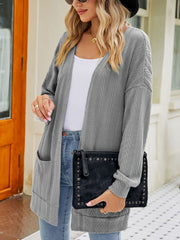 Women's Coats Solid Color Pocket Cardigan Long Sleeve Coat