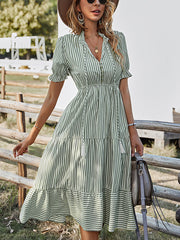 Women's Dresses Fashion Striped Temperament Midi Dress