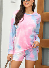 Long Sleeve Gradient Top And Shorts Set