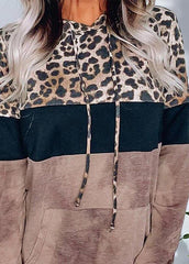 Long Sleeve Leopard Printed Hat collar Hoodie