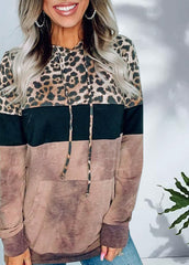 Long Sleeve Leopard Printed Hat collar Hoodie
