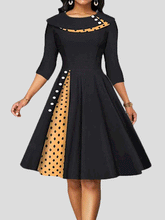 Women's Dresses Vintage Polka Dot Mid Sleeve Casual Dress