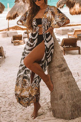 Leopard Stripe Patchwork Cardigan