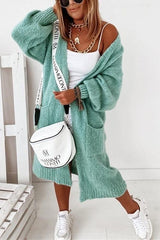 Solid Pockets Long Cardigan Coat