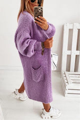 Solid Pockets Long Cardigan Coat