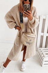 Solid Pockets Long Cardigan Coat