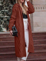 Solid Long Sleeve Hooded Sweaters Coat
