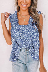 Floral Ruffled Flowy Tank Top