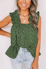 Floral Ruffled Flowy Tank Top