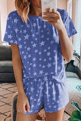 Star Print T Shirt Short Set