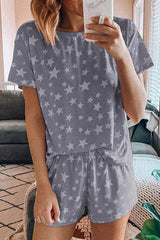 Star Print T Shirt Short Set
