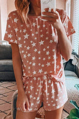 Star Print T Shirt Short Set