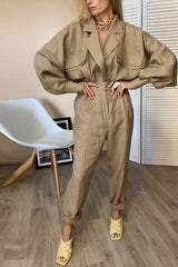 Linen Button Pockets Bat Jackets Pants Set