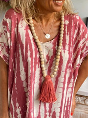 Tie Dye Bat Sleeve Loose Casual Long Dress