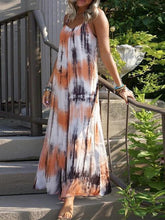 Tie Dye Printing Casual Maxi Suspender Dress