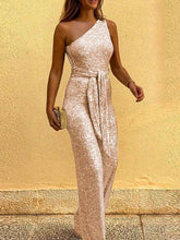 Women's Jumpsuits One Shoulder Lace-Up Jumpsuit