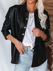 Solid Lapel Neck Botton Up Jacket