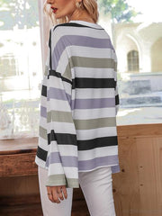 Stripes Print Long Sleeve Tops